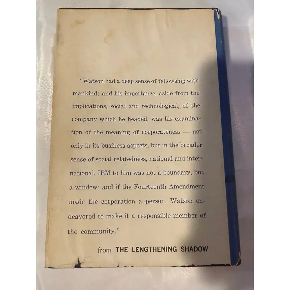 The Lengthening Shadow, Life of Thomas J Watson - 1962 - Hardcover First Edition